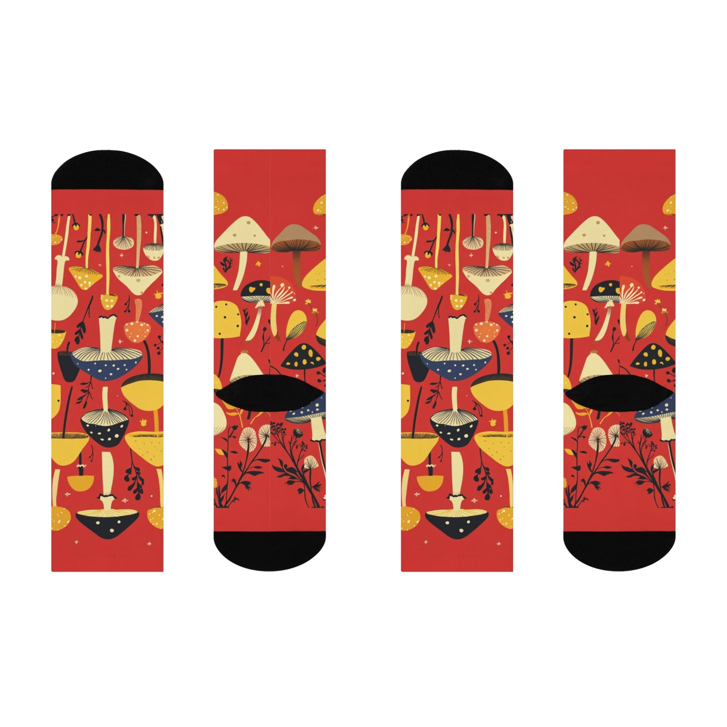 Mushroom Cushioned Crew Socks | Red 001