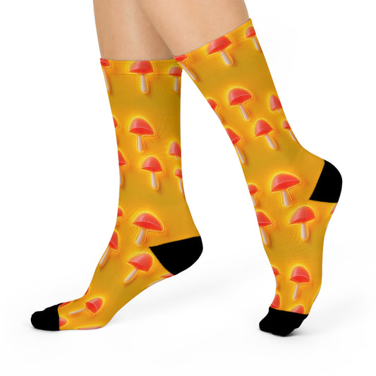 Mushroom Cushioned Crew Socks | Yellow 012 | Neon