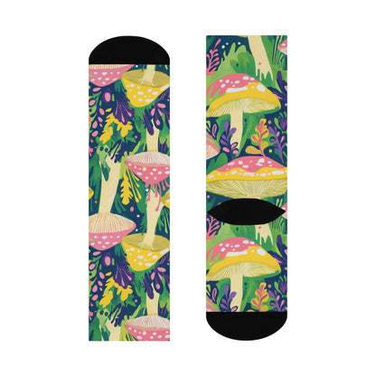 Lush Pink Cap Mushroom Crew Socks