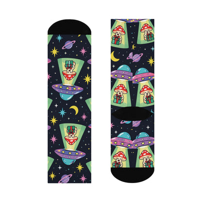 UFO Christmas Delivery Christmas Mushroom Cushioned Crew Socks