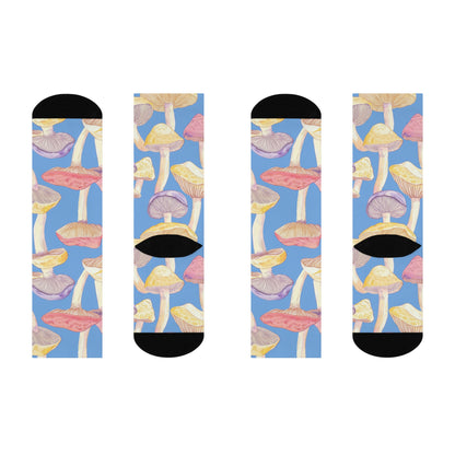 Blue Pastel Gill Mushroom Crew Socks