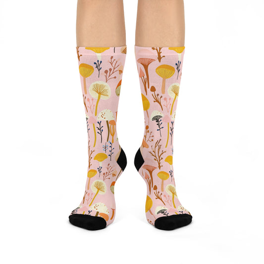 Mushroom Cushioned Crew Socks | Pink 016