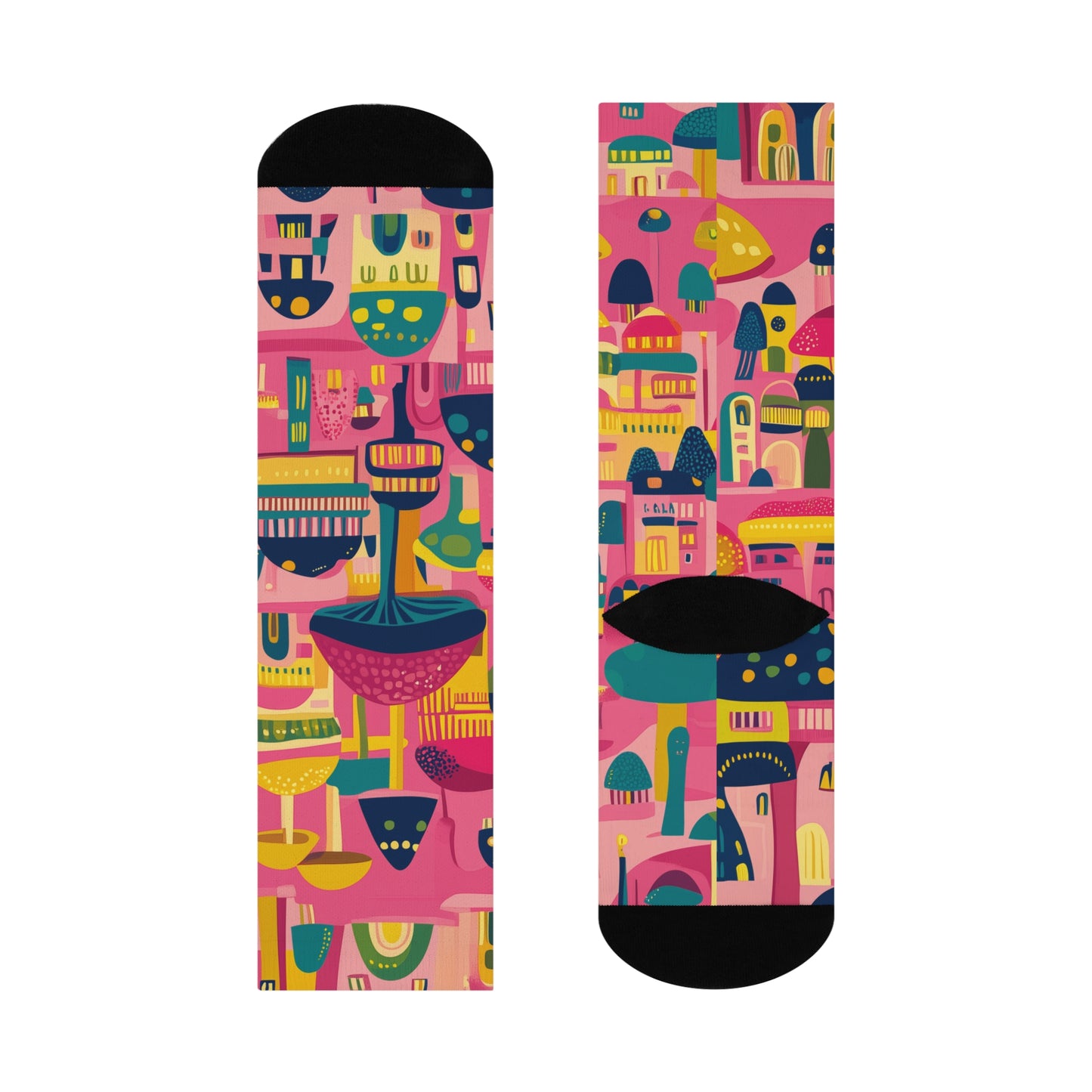Mushroom Cushioned Crew Socks | Pink 001