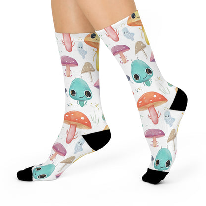 Pastel Alien Mushroom Crew Socks